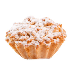Shortcrust pastry basket with grated crust sprinkled with powdered sugar