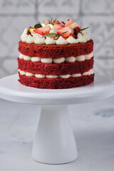 Small red velvet bento cake. Strawberry cake for your loved one.
