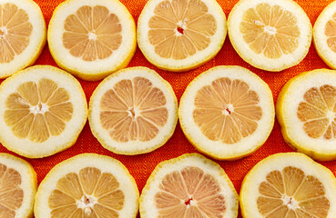 Many fresh juicy lemon slices