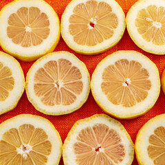 Many fresh juicy lemon slices