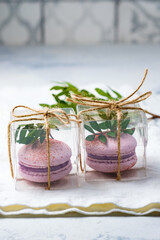 Wedding bonbonnieres with macaron. Gift for a wedding guest.