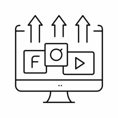 Fototapeta premium blog photo social pages promotion line icon vector illustration