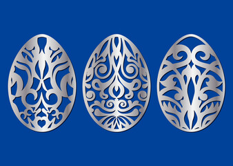 Carved pattern on eggs. Easter decoration for eggs