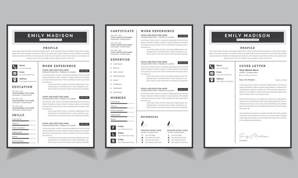 Modern Resume Template Kit Designer Cv Layout Set Dark Header Accents
