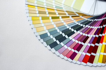 Color guide displaying a range of hues for use in interior design and decoration. Colorful color...