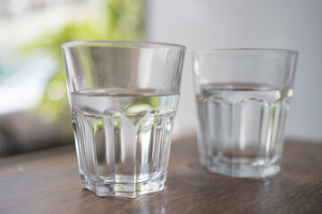 A glass of water in restaurant