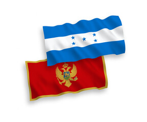 Flags of Montenegro and Honduras on a white background