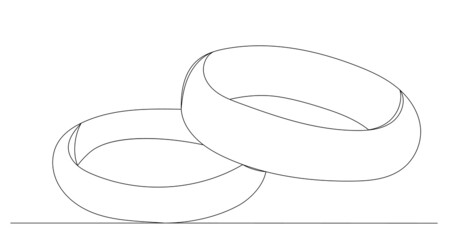 wedding rings one line drawing, outline, vector
