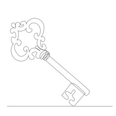 key one line drawing, outline, vector