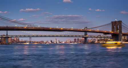 New York City NYC Manhattan Downtown with Brooklyn Bridge