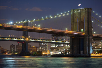 Naklejka na ściany i meble New York City NYC Manhattan Downtown with Brooklyn Bridge