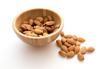 Almonds with white background