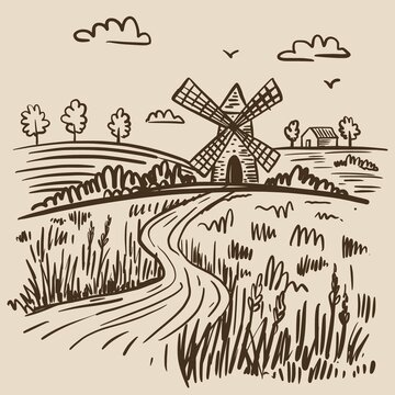 Illustration of a windmill