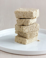 Slices of chopped sunflower halva.