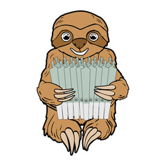 Sloth animal hold cannabis marijuana ganja hemp kush smoke rollon stoned
