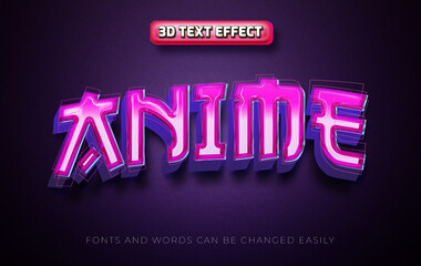 Naklejka premium Anime 3d editable text effect style