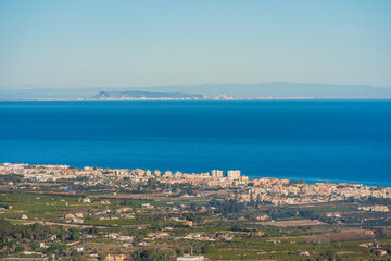 Naklejka premium Aerial view of Valencian Mediterranean coast seen from the Montgó in Dénia