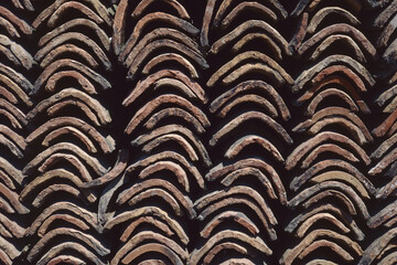old roof tiles stacked