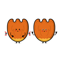 Funny cute happy Nuts characters bundle set. Vector line cartoon style illustration. Cute Nuts mascot character collection