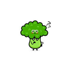 Vintage vegetable poster design with vector broccoli character.