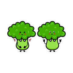 Vintage vegetable poster design with vector broccoli character.
