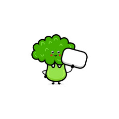 Vintage vegetable poster design with vector broccoli character.
