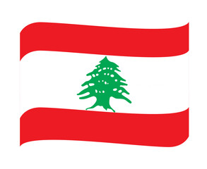 Lebanon Flag National Asia Emblem Ribbon Icon Vector Illustration Abstract Design Element