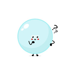 Cute smile happy soap bubble mascot.Vector flat cartoon character illustration icon logo design.Isolated on white background.Soap bubble,cute circle,kids print t-shirt design concept