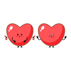 Couple in love. Two happy hearts making Hand Drawn Lettering "Share Your Love". Happy Valentine's day vector card. New generation love story