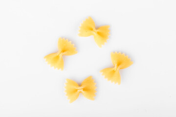 Farfalle placed on a white background