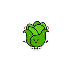 Vector flat illustration of cheerful cartoon cabbage isolated on white background
