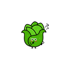 Vector flat illustration of cheerful cartoon cabbage isolated on white background