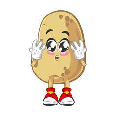 vector illustration of a cute surprised potato mascot