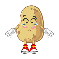vector illustration of the mascot of cute potatoes is sad and crying