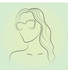 woman silhouette and green background