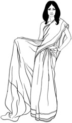 Beautiful indian woman wearing bridal outfit on white