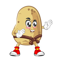 vector illustration of cute potato mascot practicing martial arts