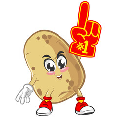 vector illustration of cute potato mascot wearing finger foam