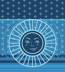 Vector seamless geometric pattern with sun symbol
