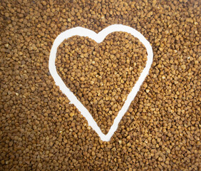 Buckwheat and buckwheat heart close-up. The concept of healthy food, cereals, proper nutrition, food High quality photo