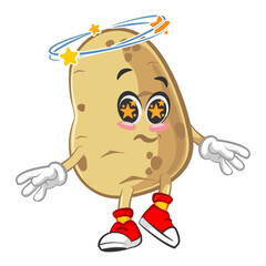 vector illustration of cute potato mascot being drunk and dizzy