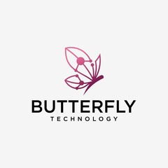 Butterfly logo butterfly line symbol abstract geometric pixel style butterfly technology