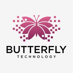 Butterfly logo butterfly line symbol abstract geometric pixel style butterfly technology