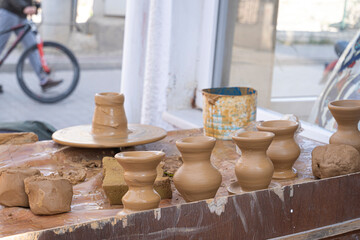 Fototapeta na wymiar making pottery. pottery production. 