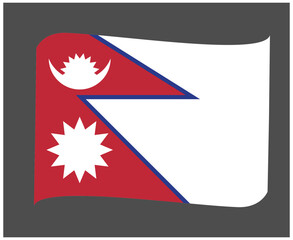 Nepal Flag National Asia Emblem Ribbon Icon Vector Illustration Abstract Design Element
