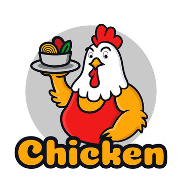 Chicken Restaurant Mascot Character Logo Design
