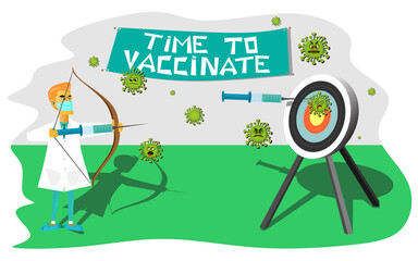 Vaccination concept design. Time to vaccinate banner. COVID-19 and flu vaccinations to protect you and your family