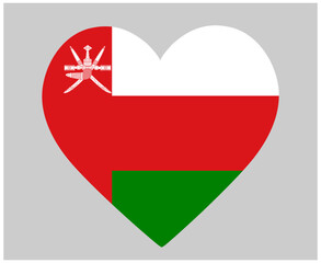 Oman Flag National Asia Emblem Heart Icon Vector Illustration Abstract Design Element