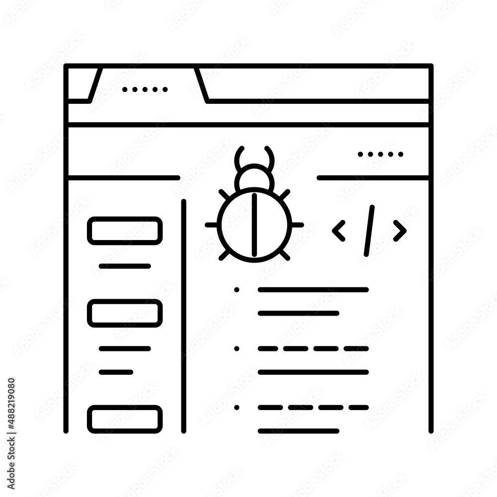Poster virus coding development line icon vector illustration