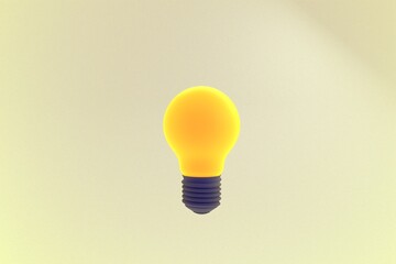 Illustration 3d rendering yeloww Light bulb on yellow background.